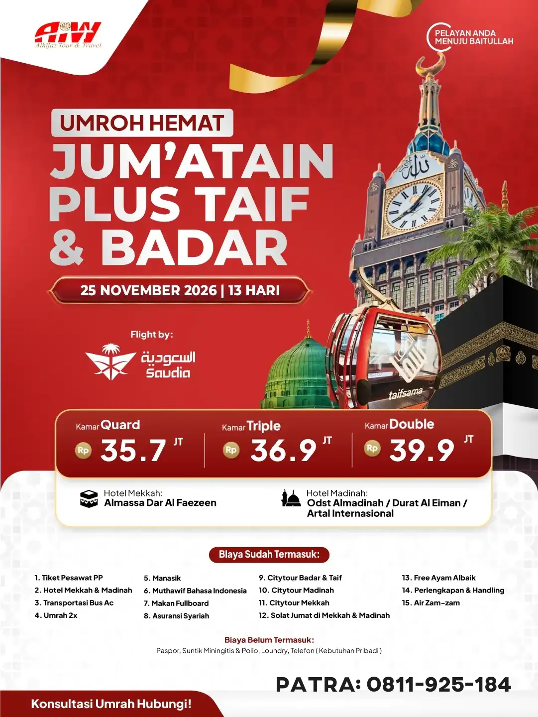 Brosur Resmi UMRAH HEMAT JUM'ATAIN PLUS TAIF+BADAR 13HR